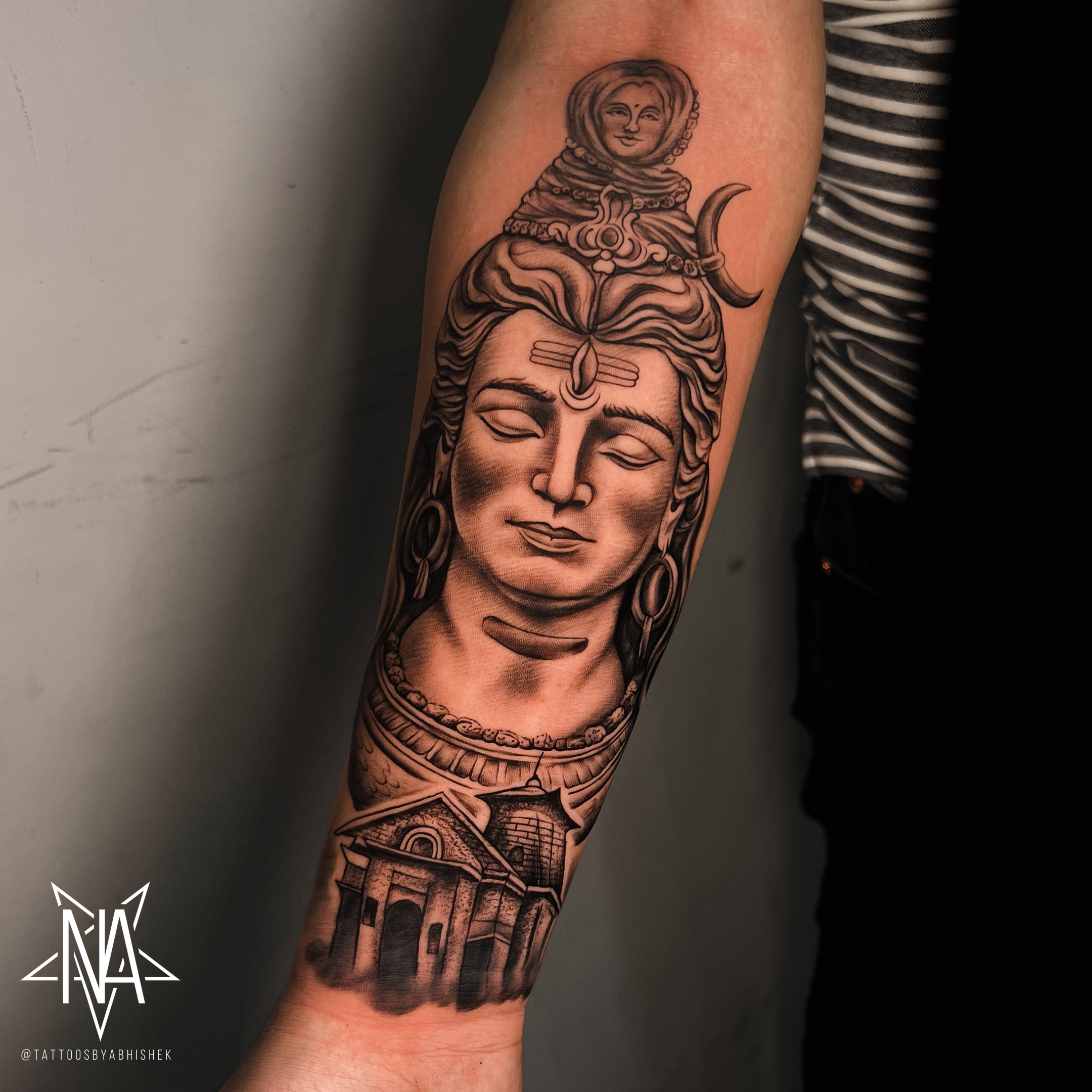 Shiva Tattoo with Trishul, Snake & Shiva Third Eye - Black Poison Tattoos