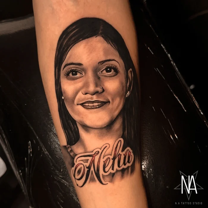 wife neha portrait tattoo