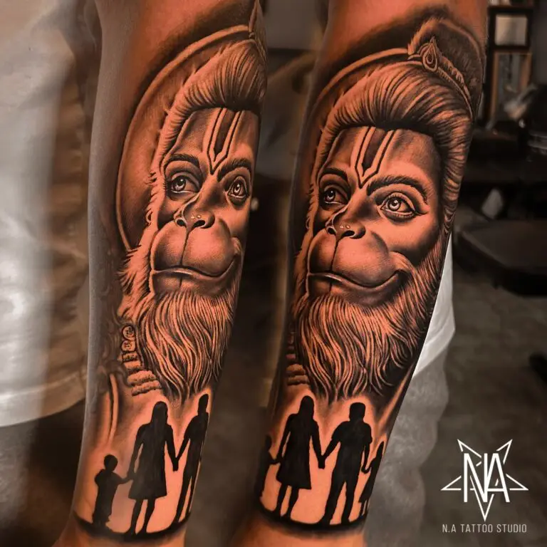 lord hanuman family tattoo portrait